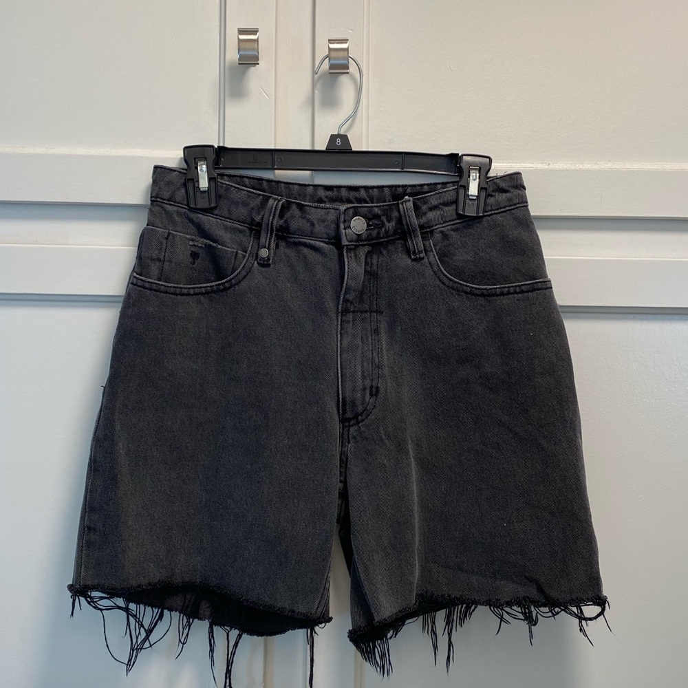 Longline denim shorts